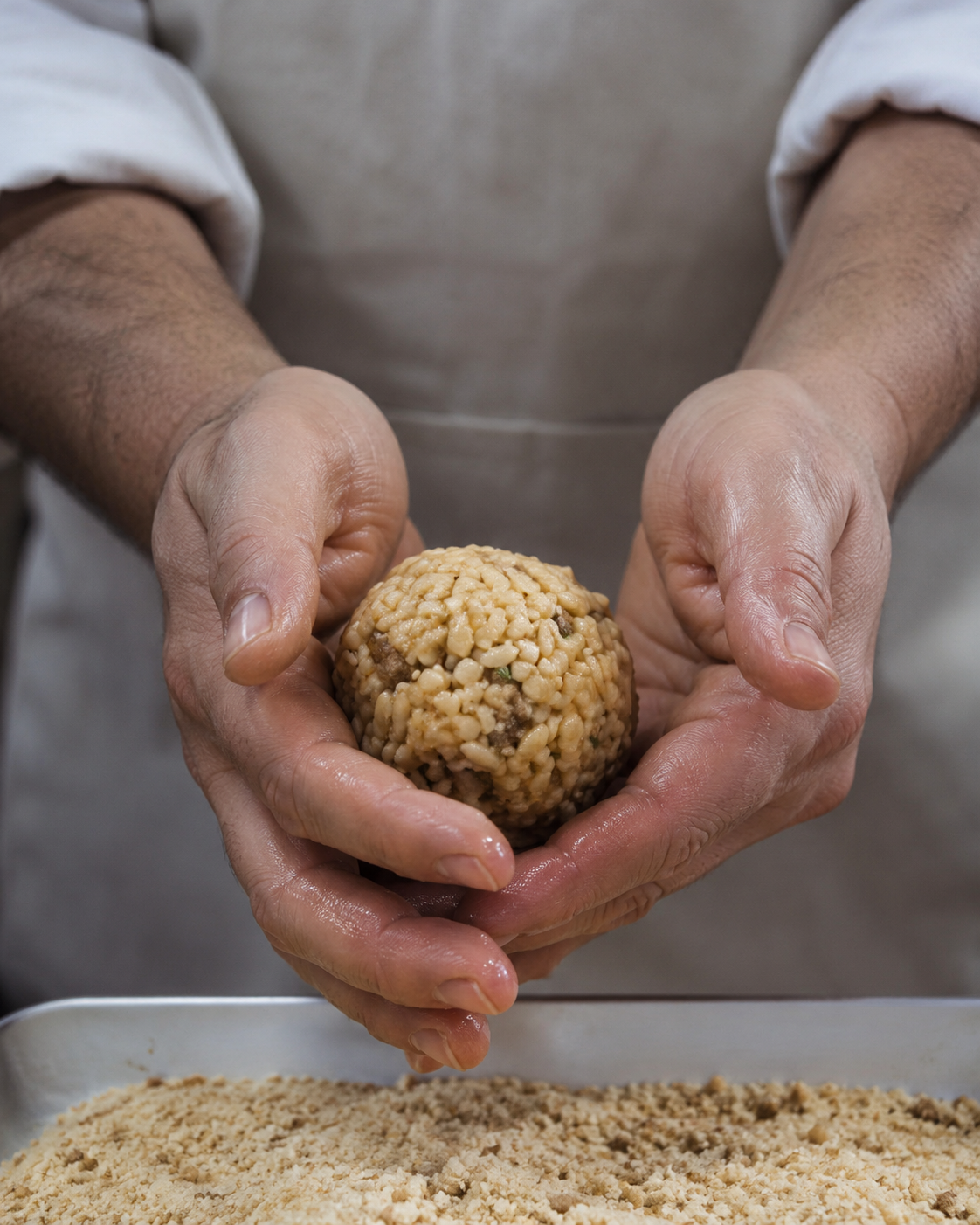 Hands shaping dough